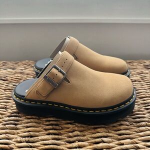 Dr. Martens Tan Mules with Black Sole